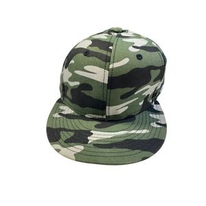 Camo Snapback Flat Bill Hat Green Camouflage Streetwear Tactical OSFM Cap
